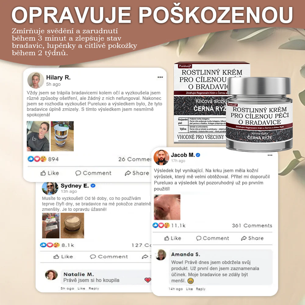 Pureluxo® Fekete Rizses Bőrregeneráló Krém 👨⚕️ (Szemölcsök, bőrkinövések, foltok és hiperpigmentáció kezelésére)