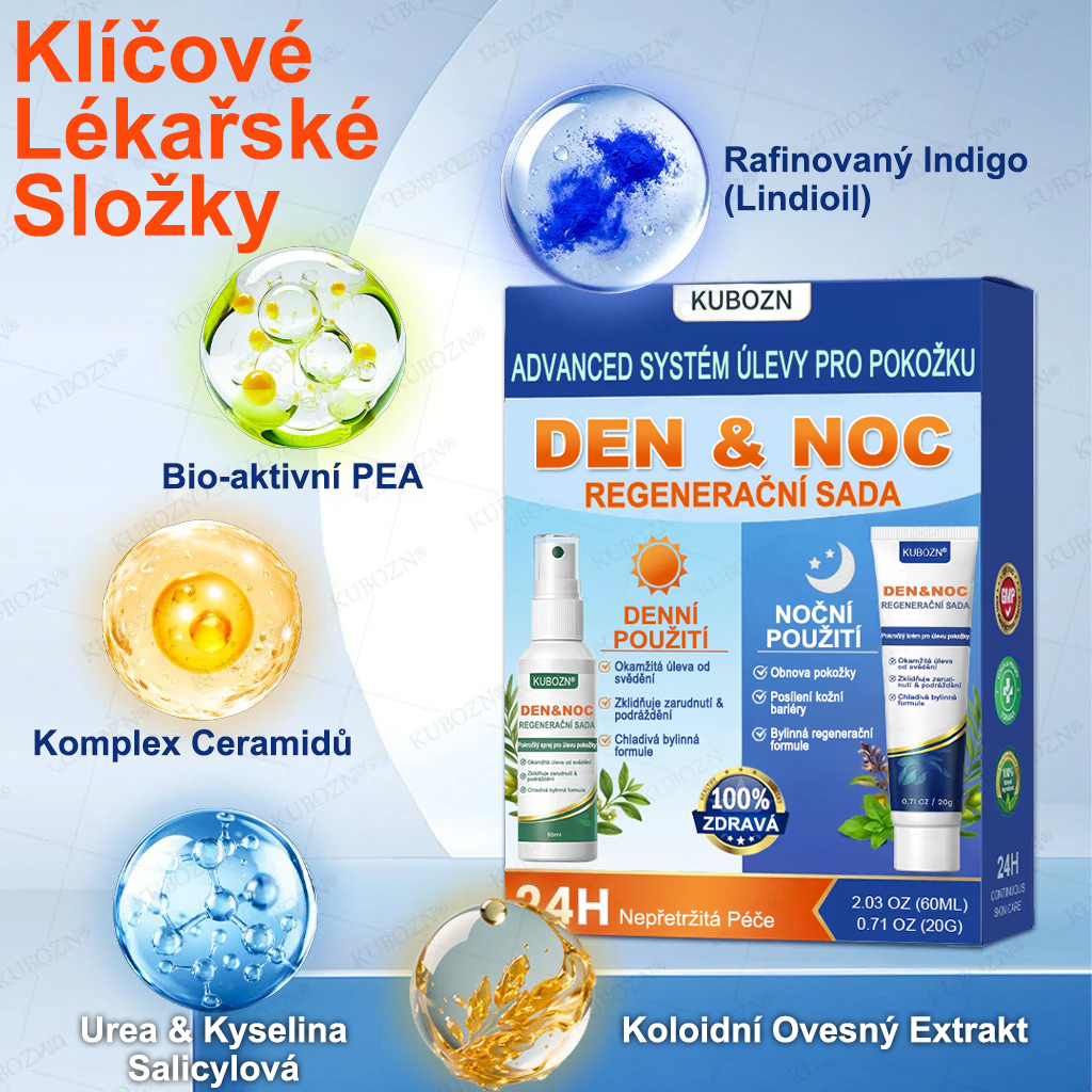 KUBOZN® Denní a noční regenerační systém pro psoriázu – 100% bez steroidů, dvojité řešení pro úlevu od plaků, šupinatění a svědění