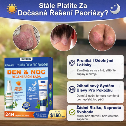 KUBOZN® Denní a noční regenerační systém pro psoriázu – 100% bez steroidů, dvojité řešení pro úlevu od plaků, šupinatění a svědění